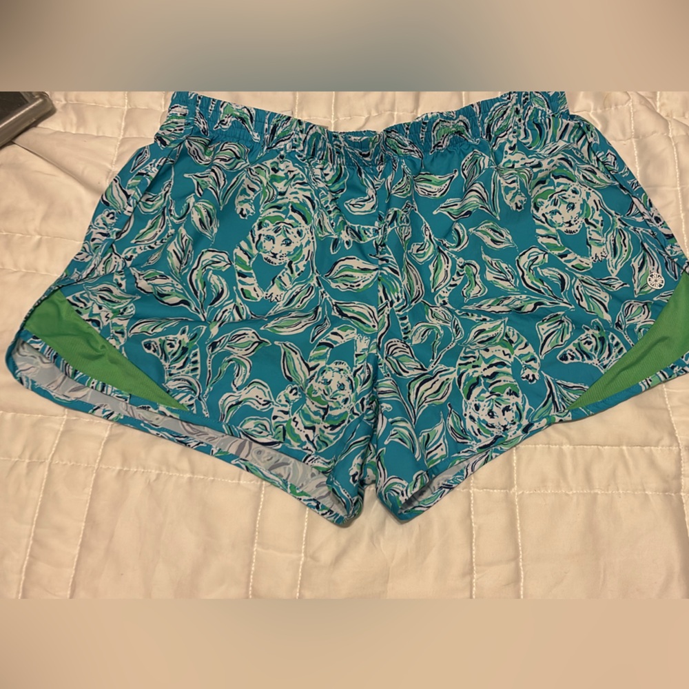 Lilly Pulitzer Teal and White Athletic Shorts